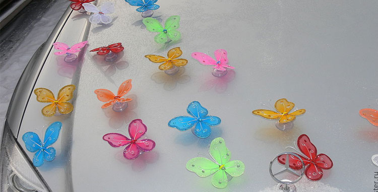 украшение ручки автомобиля бабочками