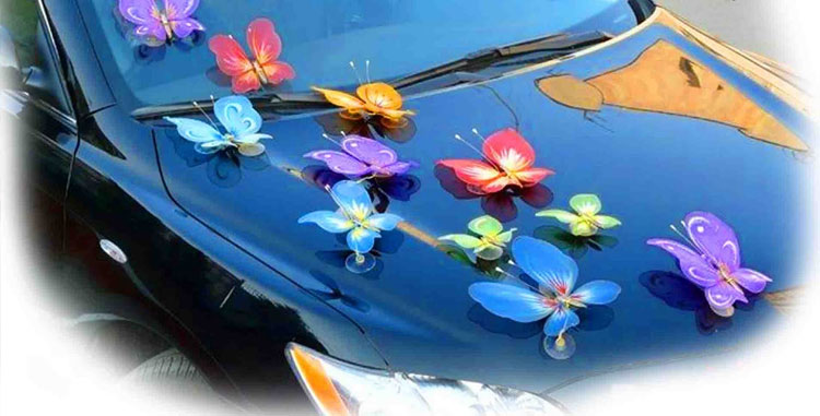 украшение ручки автомобиля бабочками