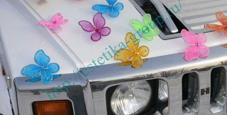 украшение ручки автомобиля бабочками