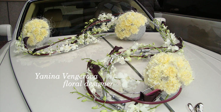 украшение капота авто цветами